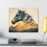 Golden Horse Abstract Canvas Wall Art