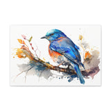 Blue Bird Watercolor Canvas Art Print