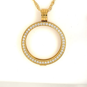 Fancy Crystallized Medallion Holder Necklace: Gold at Your Serenity Store
