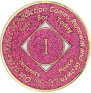 Glitter Pink NA Anniversary Coin (Yrs 1-40)  N07. at Your Serenity Store