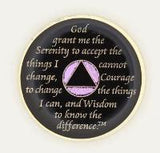 Glitter Purple Circle Triangle AA Coin with Bling AB Crystals (Yrs 1-60)  A13. at Your Serenity Store