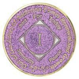 Glitter Purple NA Anniversary Coin (Yrs 1-40)   N11. at Your Serenity Store