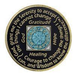 Glitter Turquoise Blue NA Anniversary Coin (Yrs 1-40) at Your Serenity Store