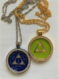 Medallion Holder Necklace: Fancy Crystallized Silver or Gold at Your Serenity Store