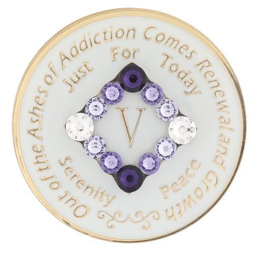 N03. NA Medallion Glow White w Transition Purple Crystals (Years 1-40) at Your Serenity Store
