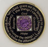 N09. NA Medallion Glitter Lavender Coin w White Bling Crystals (Yrs 1-40) at Your Serenity Store