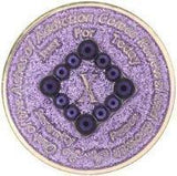 N10. NA Medallion Glitter Lavender Coin w Purple Crystals (Yrs 1-40) at Your Serenity Store