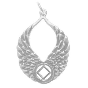 NK-825-10 Sterling Silver Narcotics Anonymous Recovery Symbol with Angel Wings at Your Serenity Store