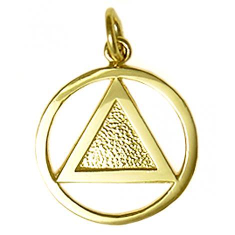 Nk09-1. AA 14k Gold Textured Triangle Alcoholics Anonymous Pendant at Your Serenity Store