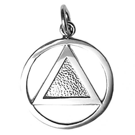 Nk09-1. AA Sterling Silver, Textured Triangle Alcoholics Anonymous Small Pendant at Your Serenity Store