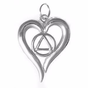 Nk398-4. AA Sterling Silver Open Heart with Triangle Pendant at Your Serenity Store