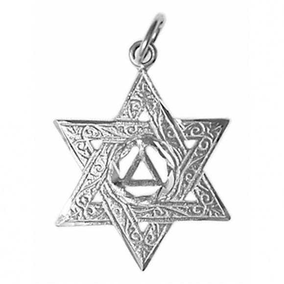Nk518-4. AA Sterling Silver AA in Jewish Star of David Pendant (Large) at Your Serenity Store