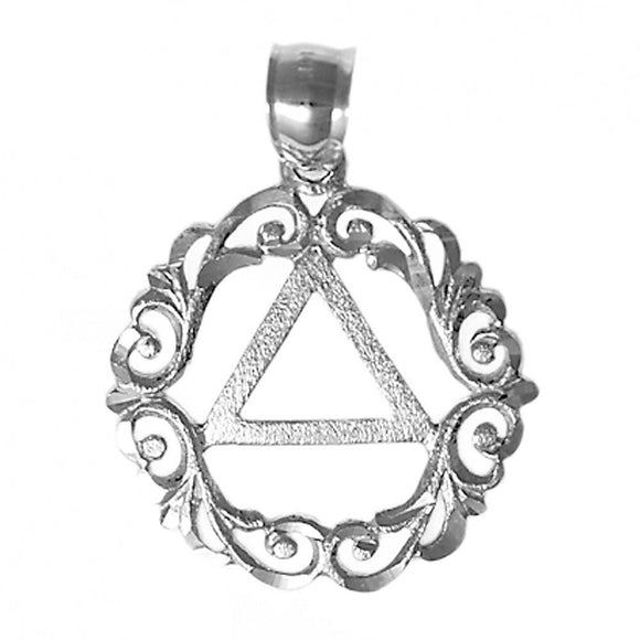 Nk834-3. AA Sterling Silver Scroll AA Circle Pendant at Your Serenity Store