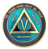 Premium AA Medallion Teal Blue and Black (1-60 Years) at Your Serenity Store
