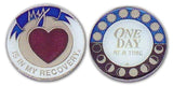 Premium My Heart is in My Recovery Blue and White Medallion at Your Serenity Store