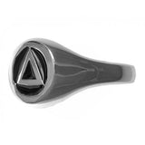 R1027.  AA Sterling Silver Alcoholics Anonymous Symbol Circle Triangle Signet Ring With Black Enamel Inlay at Your Serenity Store