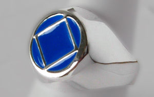 R952-12 Sterling Silver, NA Symbol Blue Ring at Your Serenity Store
