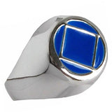 R952-12 Sterling Silver, NA Symbol Blue Ring at Your Serenity Store