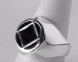 R953-12. Sterling Silver, NA Symbol Black Onyx Ring at Your Serenity Store