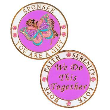 Z10. Sponsee, Butterfly Recovery AA Medallion Pink at Your Serenity Store