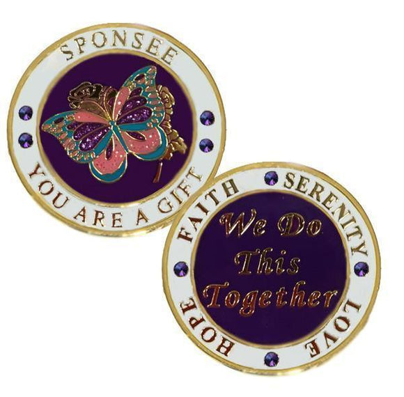 Z10. Sponsee, Butterfly Recovery AA Medallion Purple at Your Serenity Store
